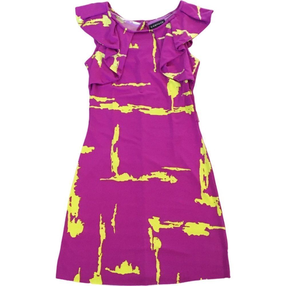 Rampage Tie Dye Pink Dress Ruffle Top Abstract Psychedelic Artsy